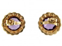 Amethyst & Natural Pearl Cluster Earrings