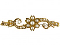 Gold Natural Pearls Art Nouveau Bangle