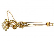 Gold Natural Pearls Art Nouveau Bangle