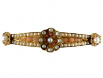 Coral & Natural Pearl Victorian 15ct Gold Bangle