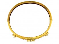 Coral & Natural Pearl Victorian 15ct Gold Bangle