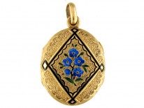 'Forget Me Not' 15ct Gold & Enamel Locket