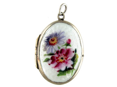 Edwardian Silver & Enamel Flowers Locket
