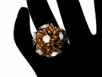 18ct Gold & Diamond Ring in The Shape of A Chrysanthemum