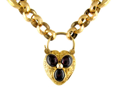 Gold Regency Bracelet with A Garnet Set Padlock