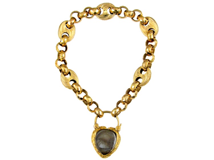 Gold Regency Bracelet with A Garnet Set Padlock