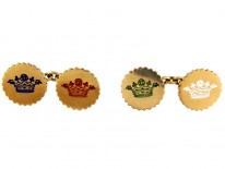 18ct Gold & Enamel Victorian Crown Cufflinks