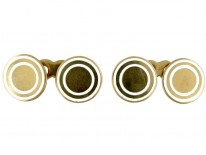 14ct Gold & White Enamel Cufflinks