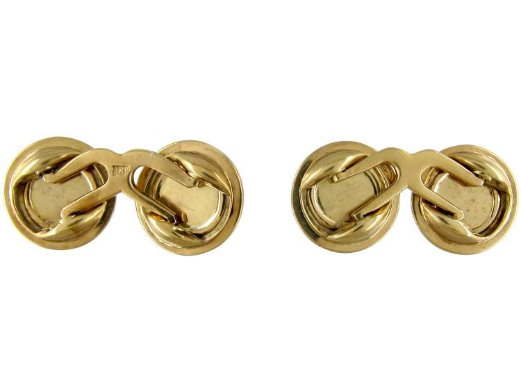14ct Gold & White Enamel Cufflinks