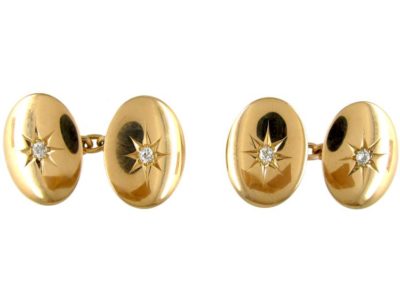 18ct Gold Diamond Set Victorian Cufflinks