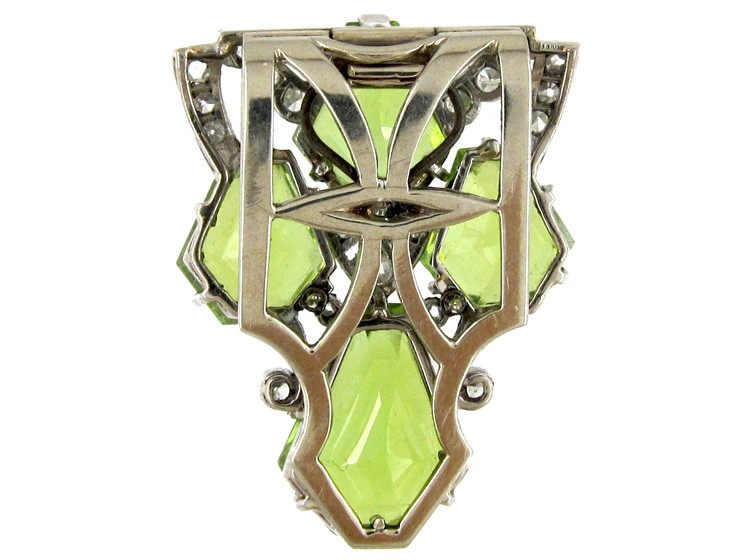 Art Deco Peridot & Diamond Clip