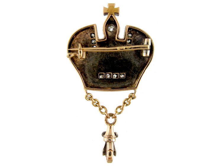 Russian Diamond Romanov Crown Brooch