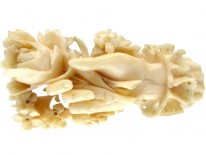 Victorian Carved Ivory Hand Brooch