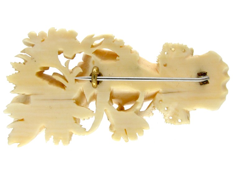 Victorian Carved Ivory Hand Brooch