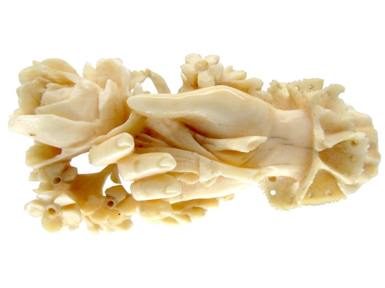 Victorian Carved Ivory Hand Brooch