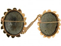 Pair of Enamel & Gold Masked Miniature Brooches