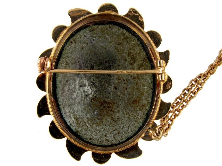 Pair of Enamel & Gold Masked Miniature Brooches