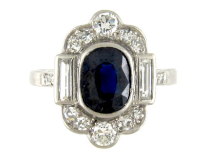 Sapphire & Diamond Art Deco Ring