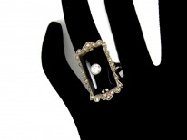 Large Onyx & Diamond Art Deco Ring