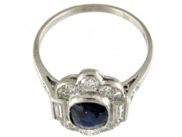 Sapphire & Diamond Art Deco Ring