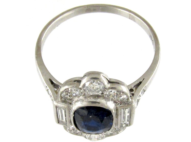 Sapphire & Diamond Art Deco Ring