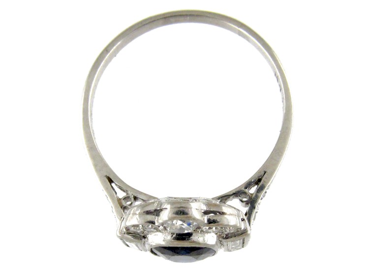 Sapphire & Diamond Art Deco Ring