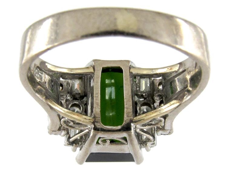 Green Tourmaline & Diamond Retro Ring