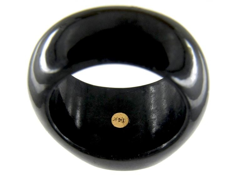 Blue Topaz & Onyx Gold Ring