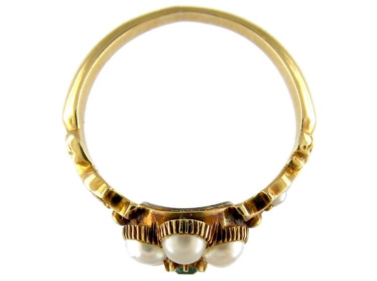 Regency Natural Pearl & Emerald Ring