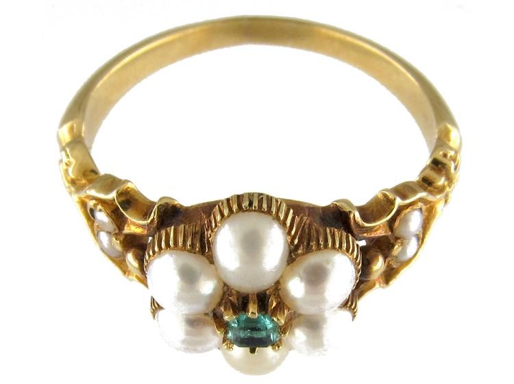 Regency Natural Pearl & Emerald Ring