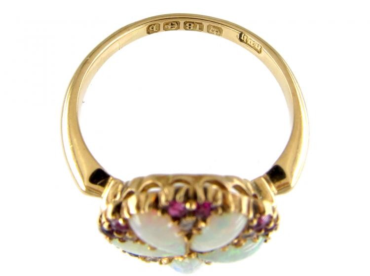 Opal Ruby & Diamond Cluster Ring