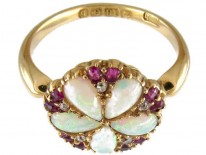 Opal Ruby & Diamond Cluster Ring