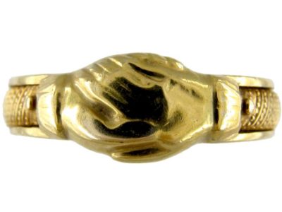 Georgian 18ct Gold Clasped Fede Hands Opening Ring Georgian 18ct Gold Clasped Fede Hands Opening Ring