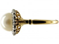 Natural Pearl & Diamond Edwardian Cluster Ring