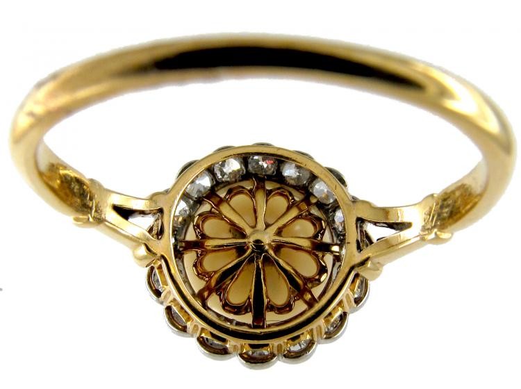 Natural Pearl & Diamond Edwardian Cluster Ring