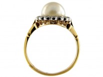 Natural Pearl & Diamond Edwardian Cluster Ring