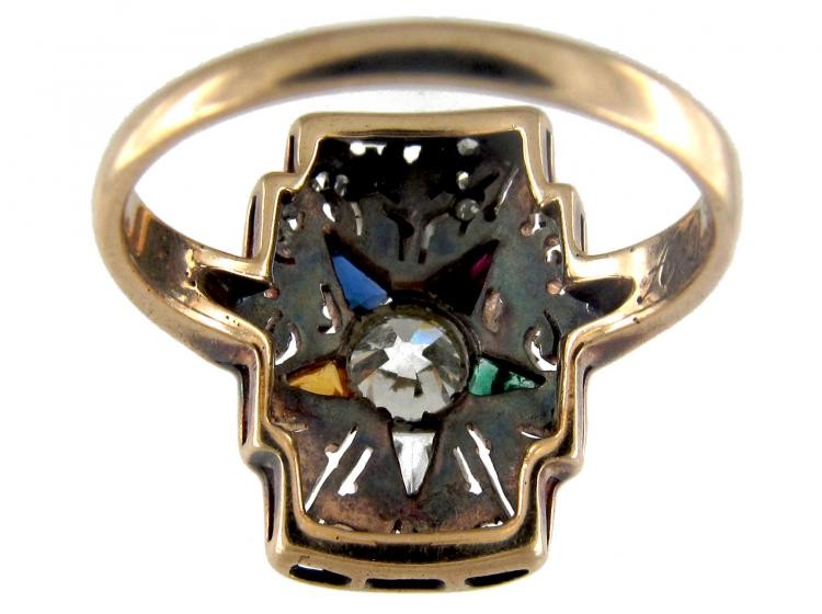 Gold Masonic Gemstone Ring