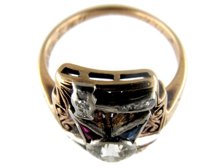 Gold Masonic Gemstone Ring
