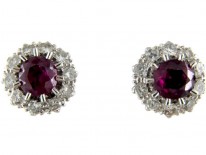 Ruby & Diamond Cluster Earrings