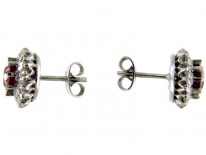 Ruby & Diamond Cluster Earrings