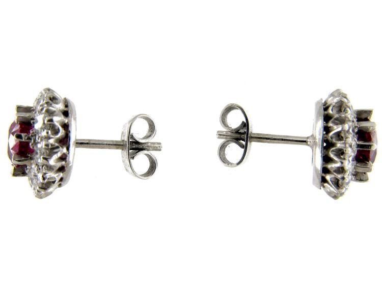 Ruby & Diamond Cluster Earrings