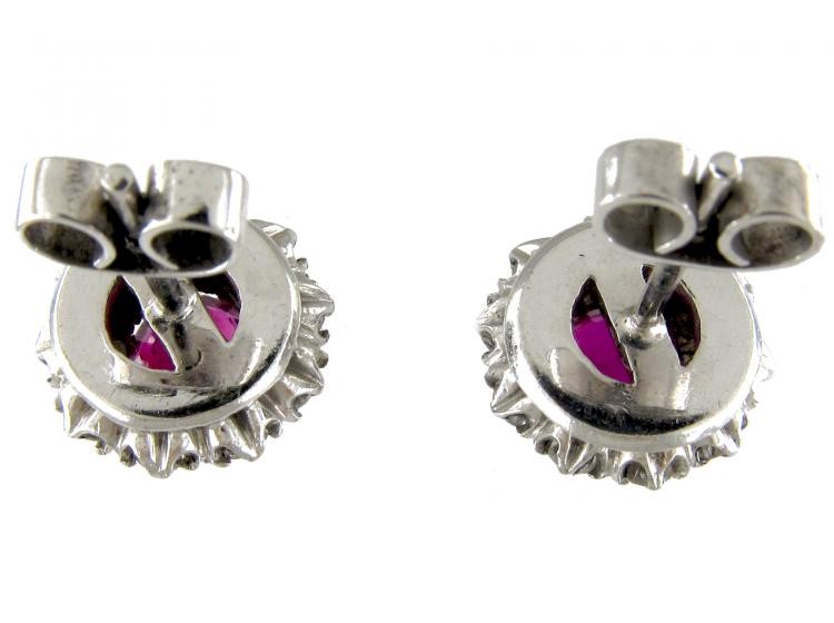 Ruby & Diamond Cluster Earrings