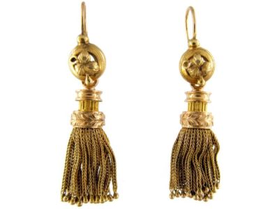 French 19th Century 18ct Gold Tassle Earrings