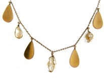 Art Nouveau Red Enamel ​& Baroque Pearl Gold Necklace