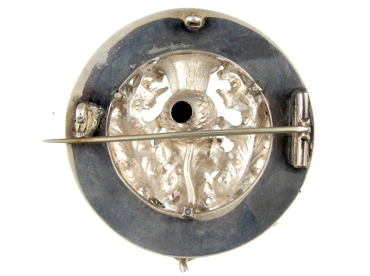 Large Silver & Royal Blue Enamel Scottish Brooch