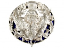 Large Silver & Royal Blue Enamel Scottish Brooch