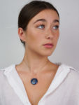 Edwardian 15ct Gold Enamel, Rose Diamond & Natural Pearl Round Pendant on 15ct Gold Chain