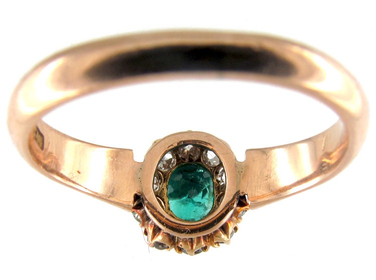 Emerald Diamond Cluster Ring