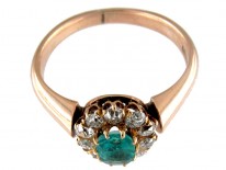 Emerald Diamond Cluster Ring