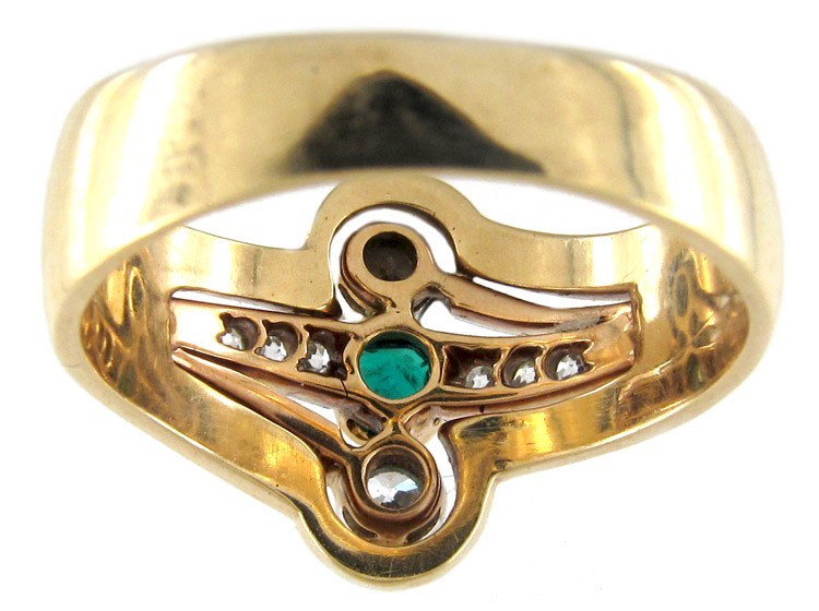 Art Nouveau Emerald & Diamond Ring